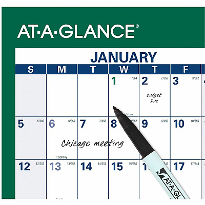 AT-A-GLANCE Vertical Erasable Wall Planner, 32 x 48, White/Green Sheets, 12-Month (Jan to Dec): 2026 (PM31028)