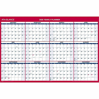 AT-A-GLANCE Erasable Vertical/Horizontal Wall Planner, 32 x 48, White/Blue/Red Sheets, 12-Month (Jan to Dec): 2026 (PM32628)