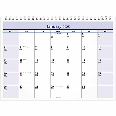 AT-A-GLANCE QuickNotes Desk/Wall Calendar, 3-Hole Punched, 11 x 8, White/Blue/Yellow Sheets, 12-Month (Jan to Dec): 2026 (PM5028)