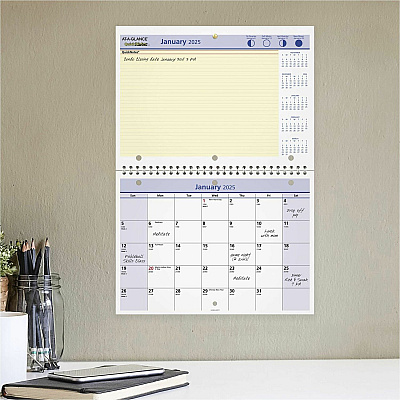AT-A-GLANCE QuickNotes Desk/Wall Calendar, 3-Hole Punched, 11 x 8, White/Blue/Yellow Sheets, 12-Month (Jan to Dec): 2026 (PM5028)