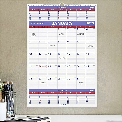 AT-A-GLANCE Three-Month Wall Calendar, 15.5 x 22.75, White Sheets, 12-Month (Jan to Dec): 2026 (PM628)