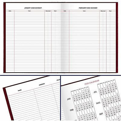 AT-A-GLANCE Standard Diary Daily Diary, 2026 Edition, Medium/College Rule, Red Cover, (200) 9.5 x 7.5 Sheets (SD37413)