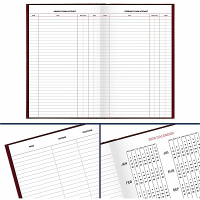 AT-A-GLANCE Standard Diary Daily Journal, 2026 Edition, Wide/Legal Rule, Red Cover, (210) 12 x 7.75 Sheets (SD37713)