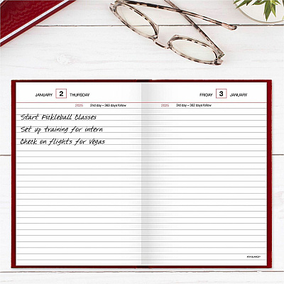 AT-A-GLANCE Standard Diary Daily Reminder Book, 2026 Edition, Medium/College Rule, Red Cover, (201) 7.5 x 5 Sheets (SD38713)