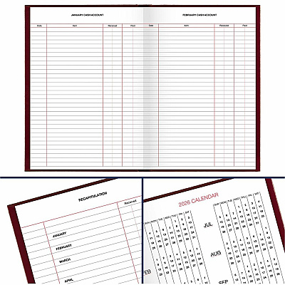 AT-A-GLANCE Standard Diary Daily Reminder Book, 2026 Edition, Medium/College Rule, Red Cover, (201) 8.25 x 5.75 Sheets (SD38913)