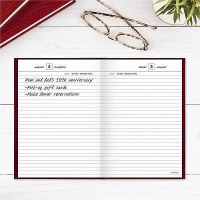 AT-A-GLANCE Standard Diary Daily Reminder Book, 2026 Edition, Medium/College Rule, Red Cover, (201) 8.25 x 5.75 Sheets (SD38913)