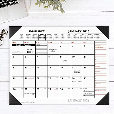 AT-A-GLANCE Two-Color Monthly Desk Pad Calendar, 21.75 x 17, White Sheets, Black Corners, 12-Month (Jan to Dec): 2026 (SK117000)
