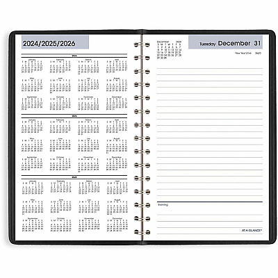 AT-A-GLANCE DayMinder Daily Appointment Book, 8 x 5, Black Cover, 12-Month (Jan to Dec): 2026 (SK4600)