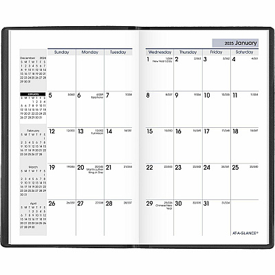 AT-A-GLANCE DayMinder Pocket-Sized Monthly Planner, Unruled Blocks, 6 x 3.5, Black Cover, 14-Month: Dec 2025 to Jan 2027 (SK5300)