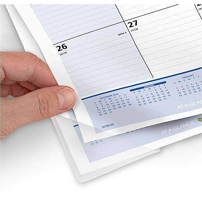 AT-A-GLANCE QuickNotes Desk Pad, 22 x 17, White/Blue/Yellow Sheets, Black Binding, Clear Corners, 13-Month: Jan 2026 to Jan 2027 (SK70000)