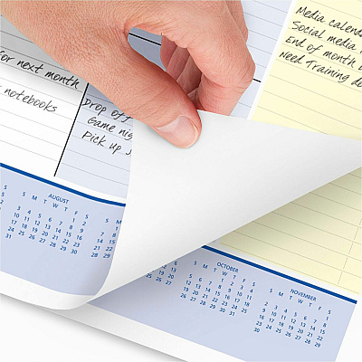 AT-A-GLANCE QuickNotes Desk Pad, 22 x 17, White/Blue/Yellow Sheets, Black Binding, Clear Corners, 13-Month: Jan 2026 to Jan 2027 (SK70000)