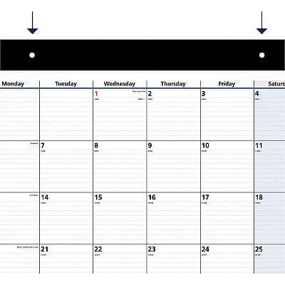 AT-A-GLANCE QuickNotes Desk Pad, 22 x 17, White/Blue/Yellow Sheets, Black Binding, Clear Corners, 13-Month: Jan 2026 to Jan 2027 (SK70000)