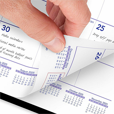 AT-A-GLANCE Monthly Desk/Wall Calendar with Plastic Backboard and Bonus Pages, 11 x 8, White/Violet/Red Sheets, 12-Month (Jan-Dec): 2026 (SK800)