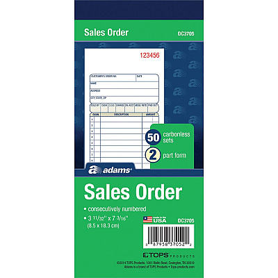 Adams Carbonless 2-part Numbered Sales Order Books (ABFDC3705)