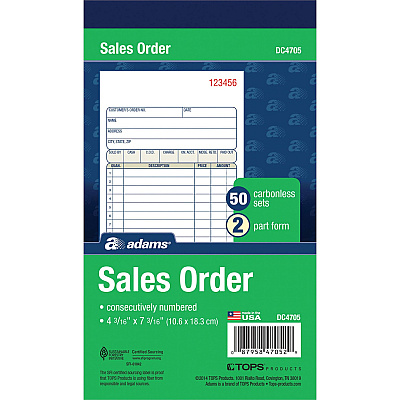 Adams Carbonless 2-part Numbered Sales Order Books (ABFDC4705)
