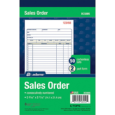 Adams Carbonless 2-part Numbered Sales Order Books (ABFDC5805)