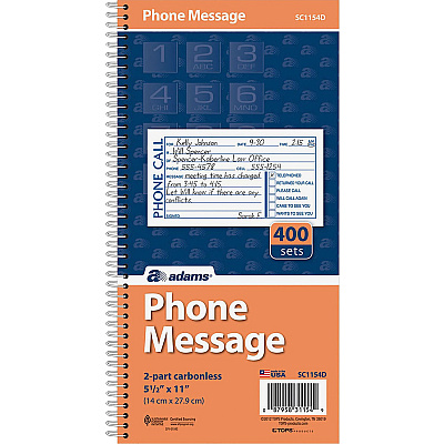 Adams Spiral Bound Phone Message Books (ABFSC1154D)