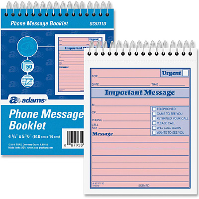 Adams Spiral-bound Phone Message Booklet (ABFSC9711D)