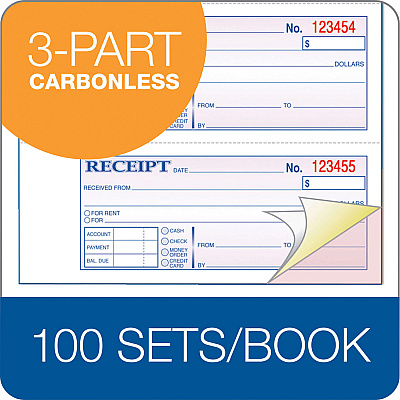 Adams Tapebound 3-part Money Receipt Book (ABFTC1182)