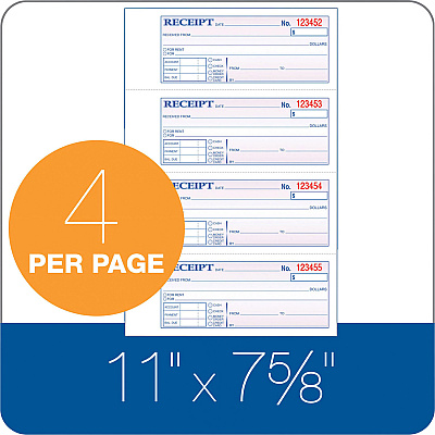 Adams Tapebound 3-part Money Receipt Book (ABFTC1182)