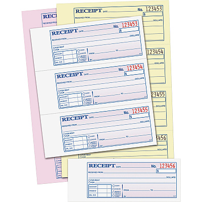 Adams Tapebound 3-part Money Receipt Book (ABFTC1182)