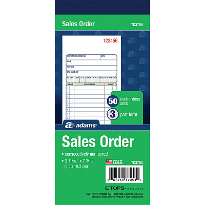Adams Carbonless 3-part Sales Order Books (ABFTC3705)