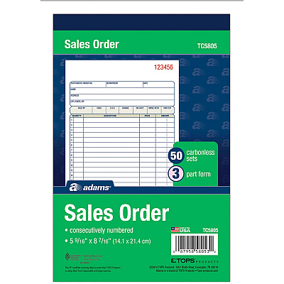 Adams Carbonless 3-part Sales Order Books (ABFTC5805)