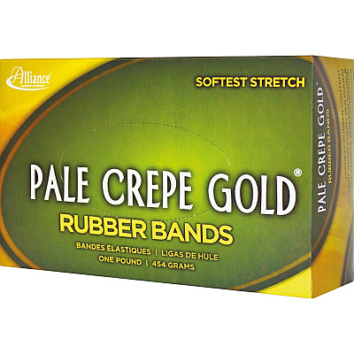 Alliance Rubber 20645 Pale Crepe Gold Rubber Bands - Size #64 - 1 lb Box