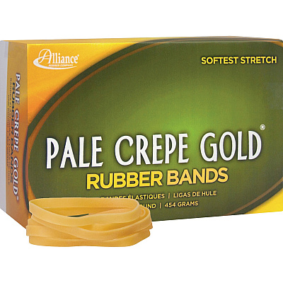Alliance Rubber 20645 Pale Crepe Gold Rubber Bands - Size #64 - 1 lb Box