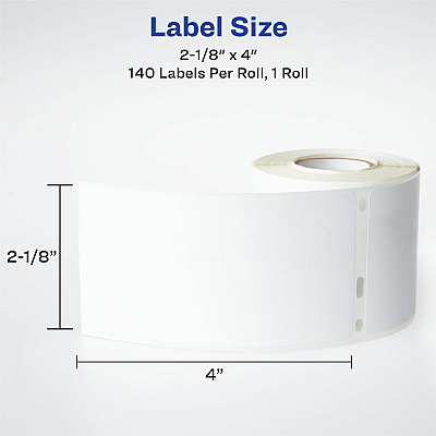 Avery Thermal Roll Labels 2-1/8"x4" , 140 Shipping Labels-1 Roll (AVE4153)