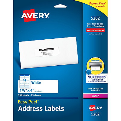 Avery Easy Peel Mailing Laser Labels (AVE5262)