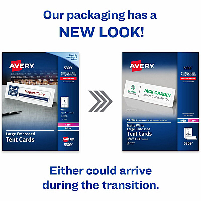 Avery Large Tent Cards for Laser and Inkjet Printers, 3½" x 11" (AVE5309)