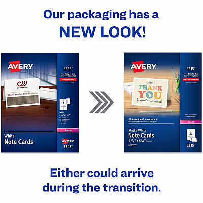 Avery Printable Note Cards, Two-Sided Printing, 4-1/4" x 5-1/2" , 60 Cards (AVE5315)