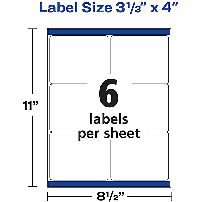 Avery Waterproof Labels, 3-1/3" x 4" , 300 Total (05524)
