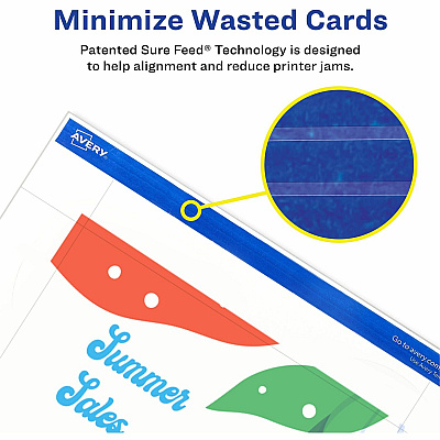 Avery(R) Printable Postcards with Sure Feed Technology, 4" x 6" , White, 80 Blank Postcards for Laser Printers (AVE5889)