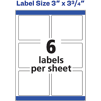 Avery Shipping Labels, Sure Feed, 3" x 3-3/4" , 150 Labels (AVE6874)