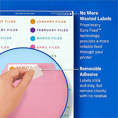 Avery Avery(R) Removable File Folder Labels, 2/3" x 3-7/16" , 750 Labels (AVE8066)