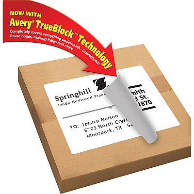 Avery TrueBlock Shipping Labels, 8-1/2" x 11" , 25 Labels (AVE8165)