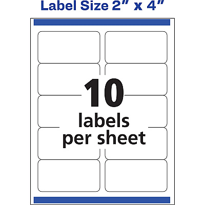 Avery White Shipping Labels, Sure Feed, 2" x 4" , 200 Labels (AVE8253)