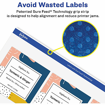 Avery White Shipping Labels, Sure Feed, 3-1/3" x 4" , 120 Labels (AVE8254)