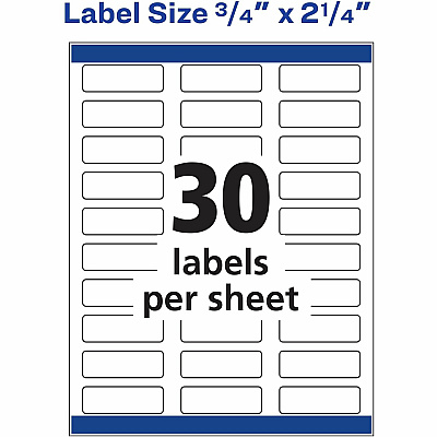 Avery White Return Address Labels, Sure Feed, 3/4" x 2-1/4" , 600 Labels (AVE8257)