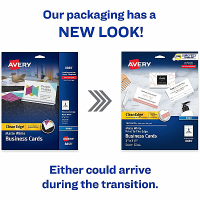 Avery Clean Edge Business Cards, 2" x 3.5" , White, 160 (AVE8869)