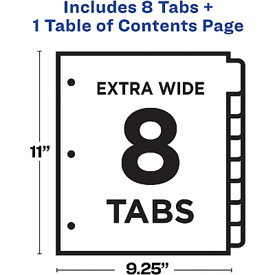 Avery Ready Index Extra-Wide Binder Dividers - Customizable Table of Contents (AVE11163)