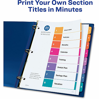 Avery Ready Index Extra-Wide Binder Dividers - Customizable Table of Contents (AVE11163)