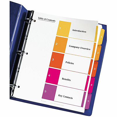 Avery Ready Index Table of Content Dividersfor Laser and Inkjet Printers (AVE11187)