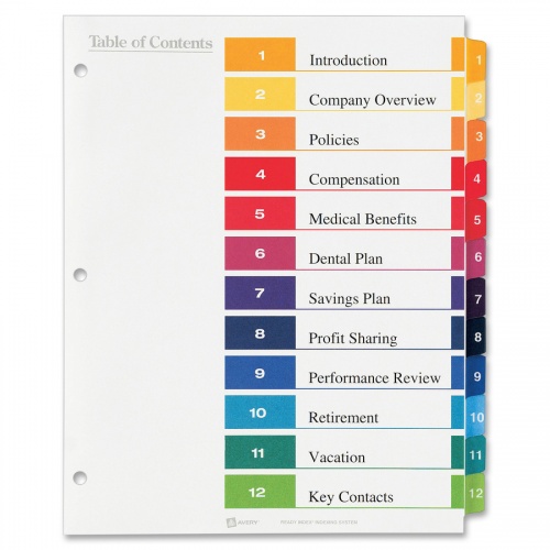 Avery Ready Index Custom TOC Binder Dividers (11196)