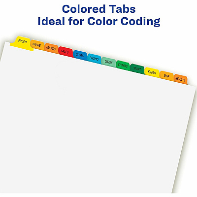 Avery(R) 12 Tab Dividers for 3 Ring Binder, Easy Print & Apply Clear Label Strip, Index Maker(R) Customizable Multicolor Tabs, 5 Sets (AVE11405)