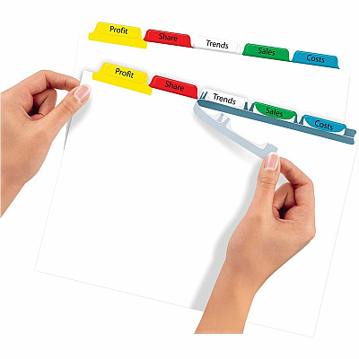 Avery(R) 12 Tab Dividers for 3 Ring Binder, Easy Print & Apply Clear Label Strip, Index Maker(R) Customizable Multicolor Tabs, 5 Sets (AVE11405)