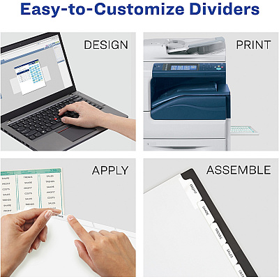 Avery Print & Apply Clear Label Dividers - Index Maker Easy Peel Printable Labels (AVE11421)