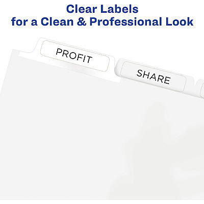 Avery Print & Apply Clear Label Dividers - Index Maker Easy Peel Printable Labels (AVE11421)
